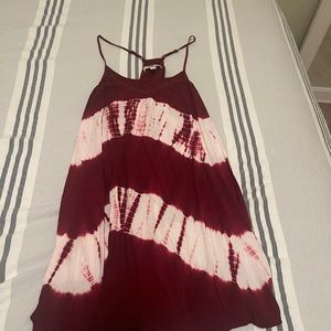 Maroon and white tie dye dress